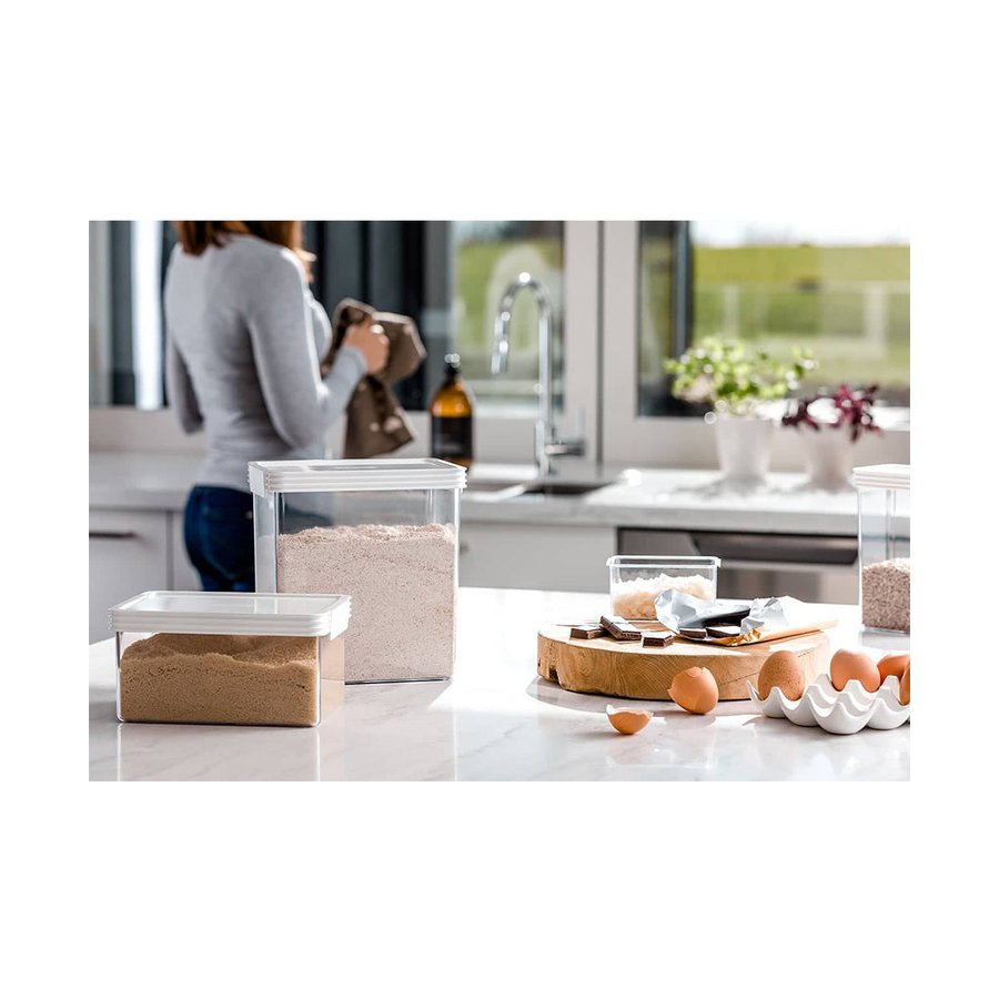 ClickClack Basics Rectangle 0.9L Pantry Storage Container Set of 4 White White