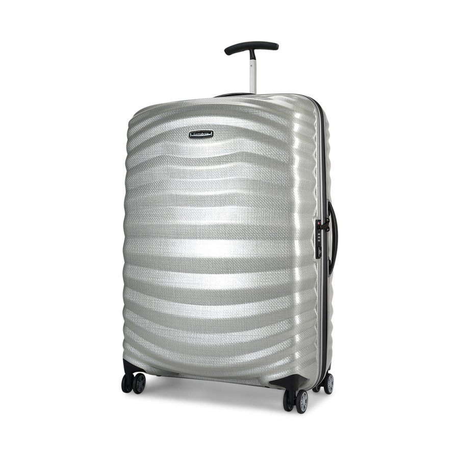 Samsonite Lite-Shock Sport 75cm CURV Checked Suitcase Silver Silver