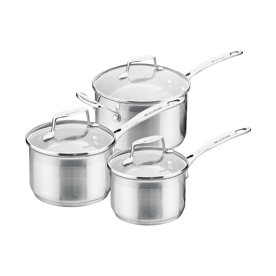 Scanpan Impact 3 Piece Saucepan Set Stainless Steel Stainless Steel