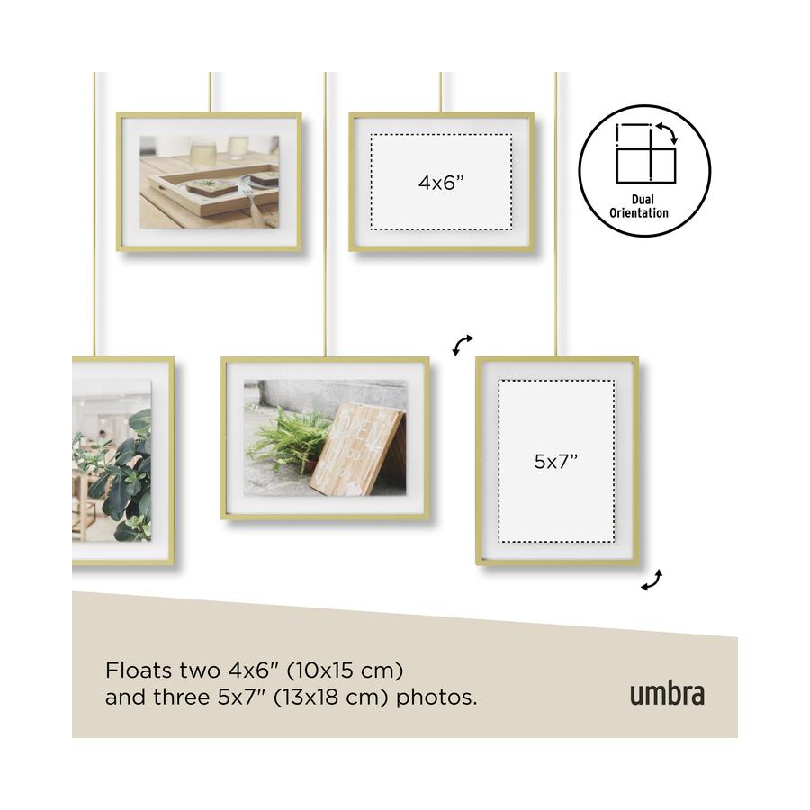 Umbra Exhibit Wall Picture Frames (Set of 5) Matte Brass Matte Brass