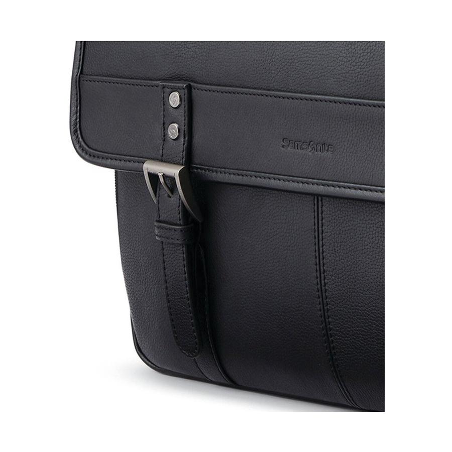 Samsonite Classic Leather Flapover Satchel Black Black
