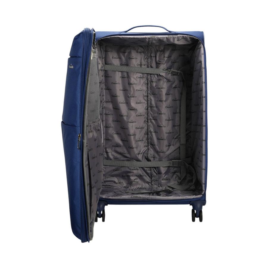 Caselite Ultra 80cm Softside Checked Suitcase & Laptop Bag Set Navy Navy