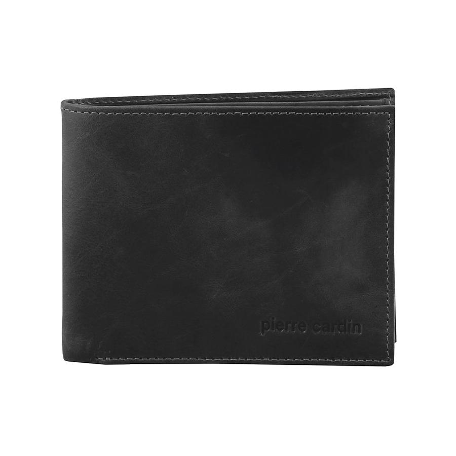 Pierre Cardin Xavier Men's Rustic Leather RFID Wallet Black Black