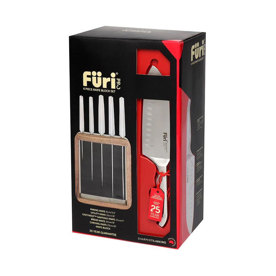 Furi Pro Vault Knife Block 6 Piece Set Black Black