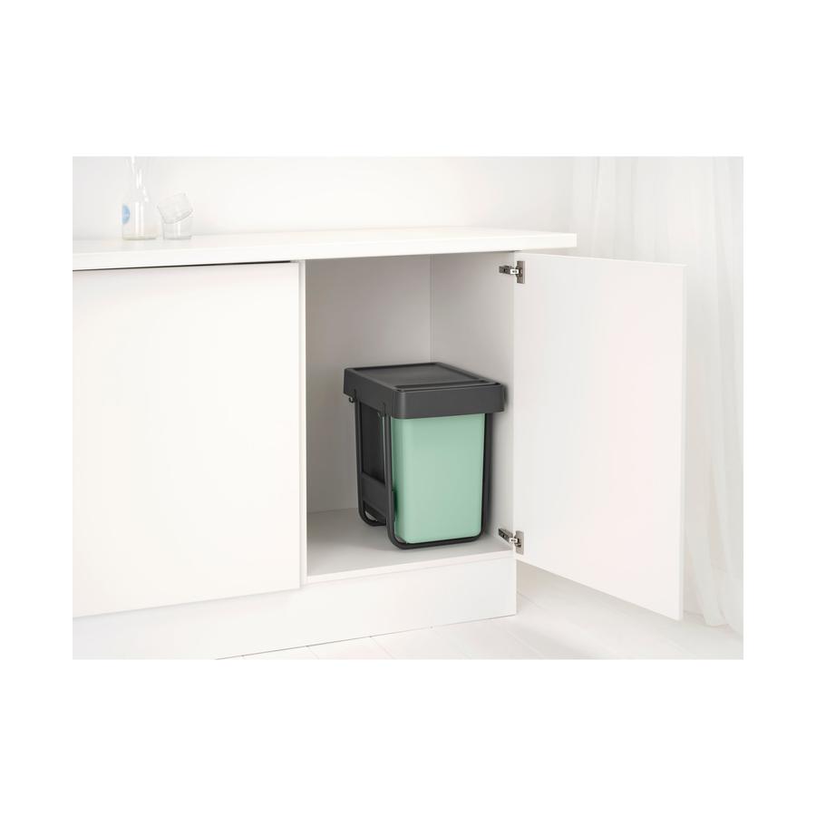Brabantia Sort & Go Built-In Bin (2 x15L) Dark Grey & Jade Green Dark Grey & Jade Green