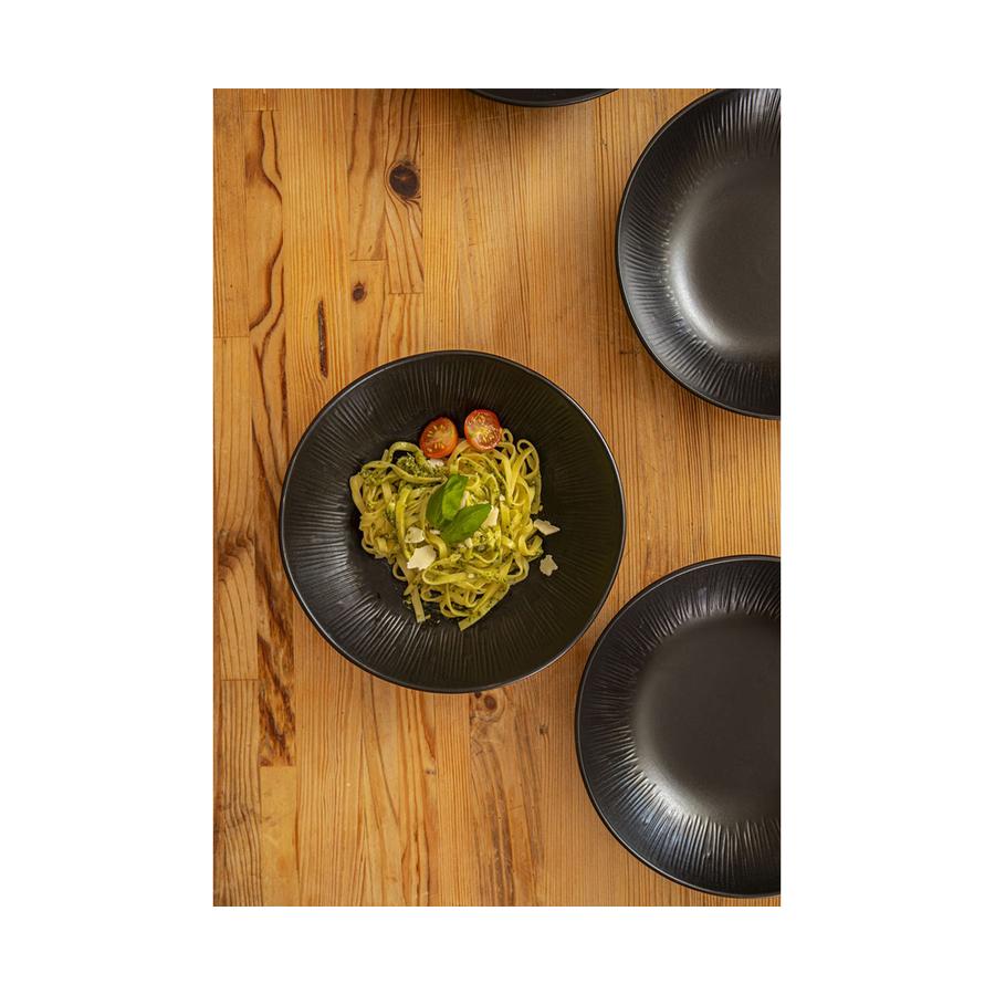 Mikasa Jardin Midnight 20cm Stoneware Pasta Bowls (Set of 4) Black Black