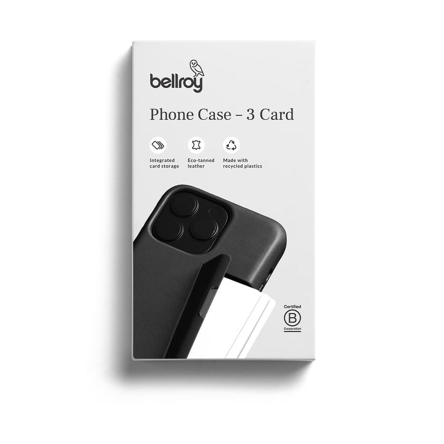 Bellroy iPhone 15 Pro Phone Case - 3 Card (With Button Add-On) Black Black
