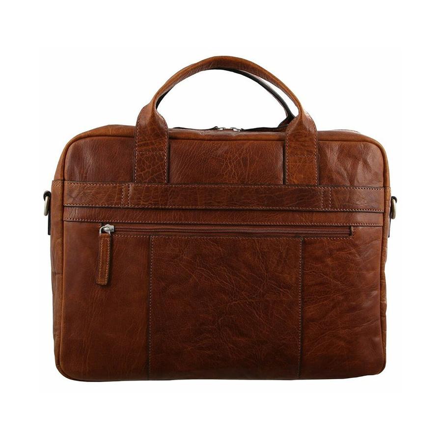 Pierre Cardin Sidney Rustic Leather 15" Laptop Bag Chestnut Chestnut