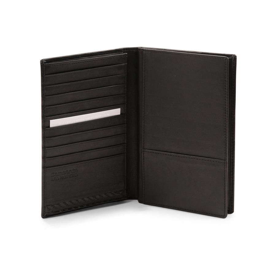 Samsonite DLX Leather RFID Compact Wallet - 17 Card Black Black