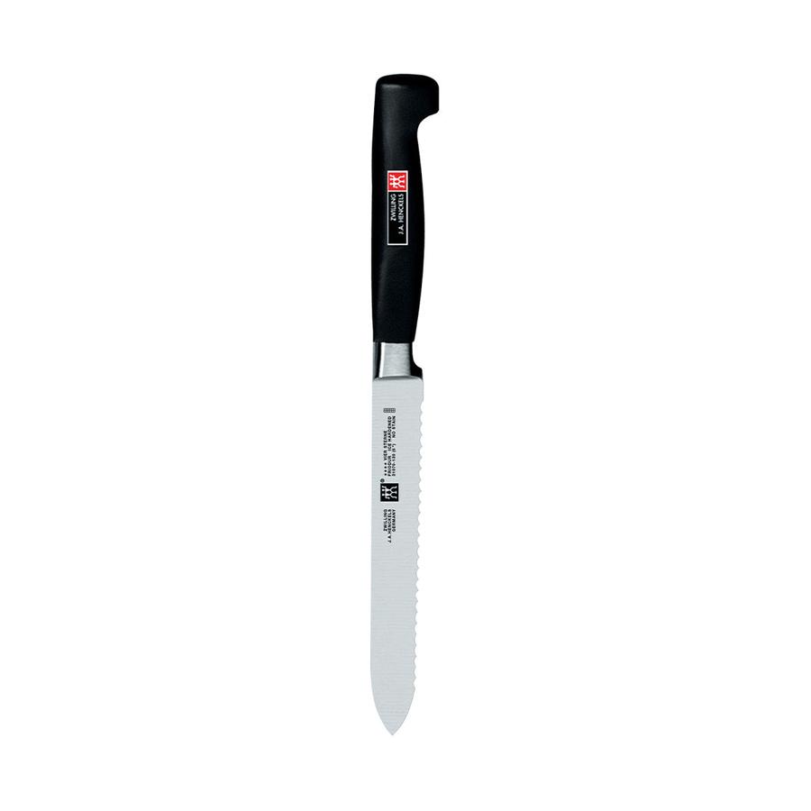 Zwilling Four Star 13cm Serrated Utility Knife Black Black