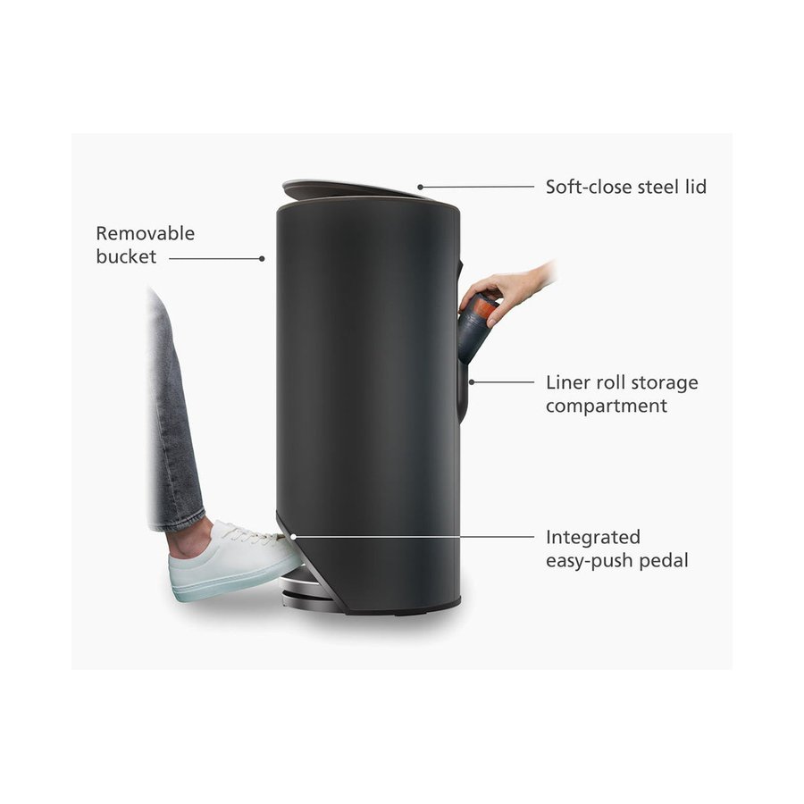 Joseph Joseph Arc 30L Easy Push Pedal Bin Carbon Black Carbon Black