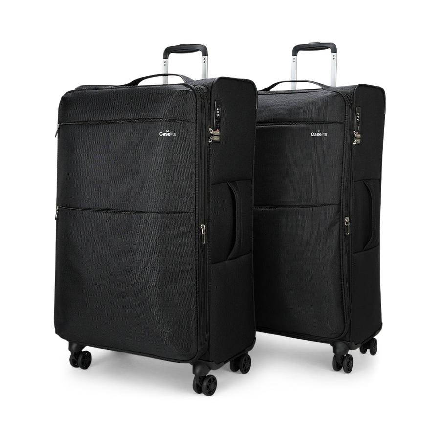 Caselite Ultra 80cm & 80cm Softside Luggage Set Black Black