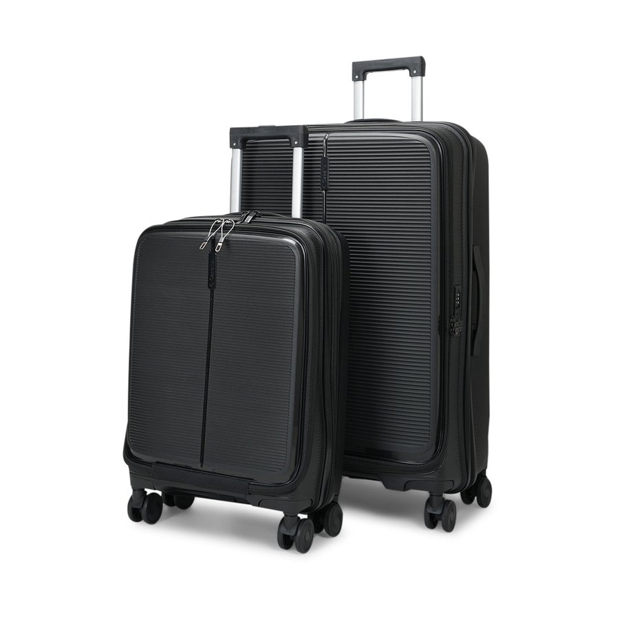 Caselite Venture 57cm & 76cm Top Open Hardside Luggage Set Black Black