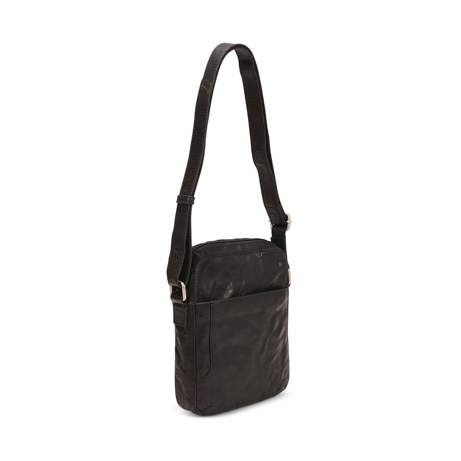 Pierre Cardin Sloan Rustic Leather Tablet Bag Black Black