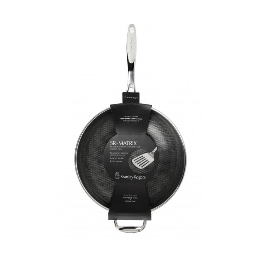 Stanley Rogers Matrix 32cm Non-Stick Wok Stainless Steel Stainless Steel