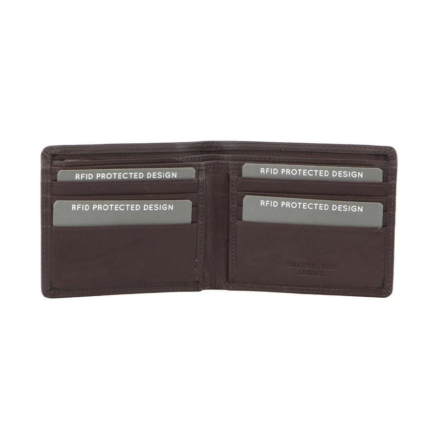 Milleni Marco Men's Leather RFID Wallet Brown Brown