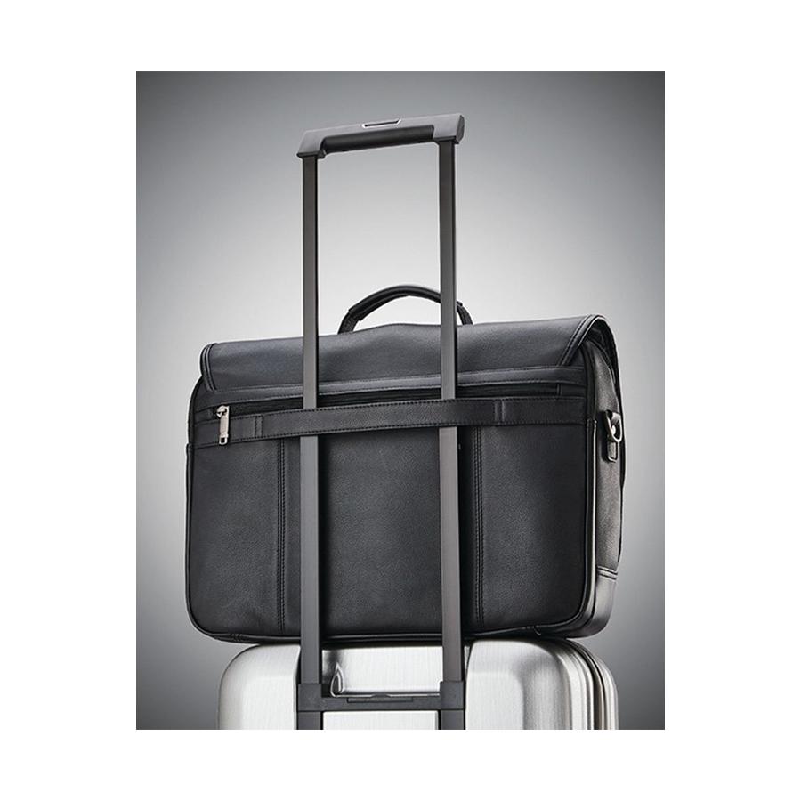 Samsonite Classic Leather Flapover Satchel Black Black
