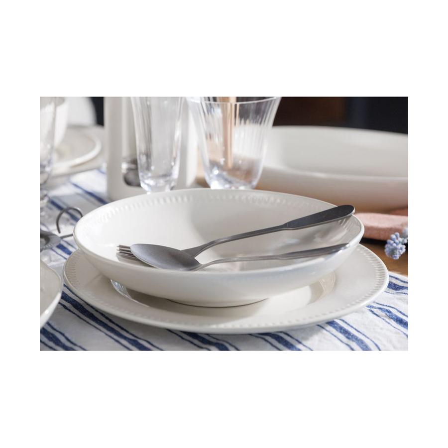 Mikasa Cranborne 24cm Stoneware Pasta Bowls (Set of 4) Cream Cream