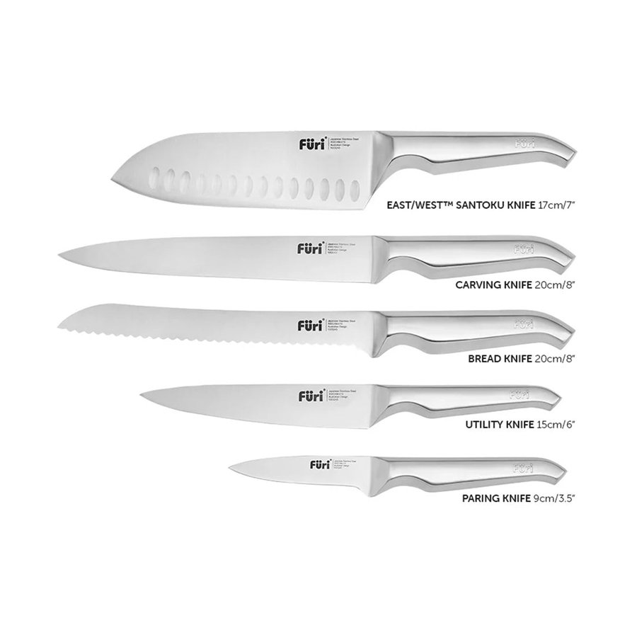 Furi Pro Vault Knife Block 6 Piece Set Black Black