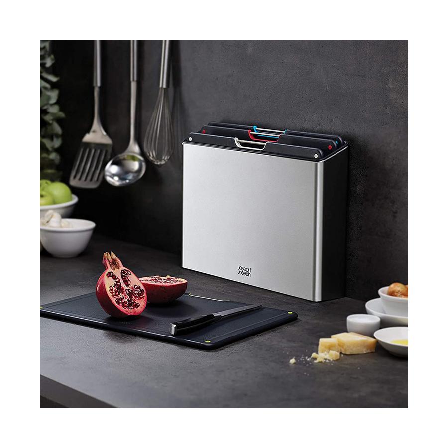 Joseph Joseph Folio Steel 4-Piece Chopping Board Set Silver Silver