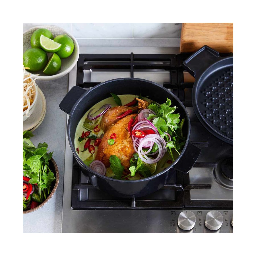 Stanley Rogers Cast Iron 28cm (6.5L) French Oven Grill Duo Midnight Blue Midnight Blue