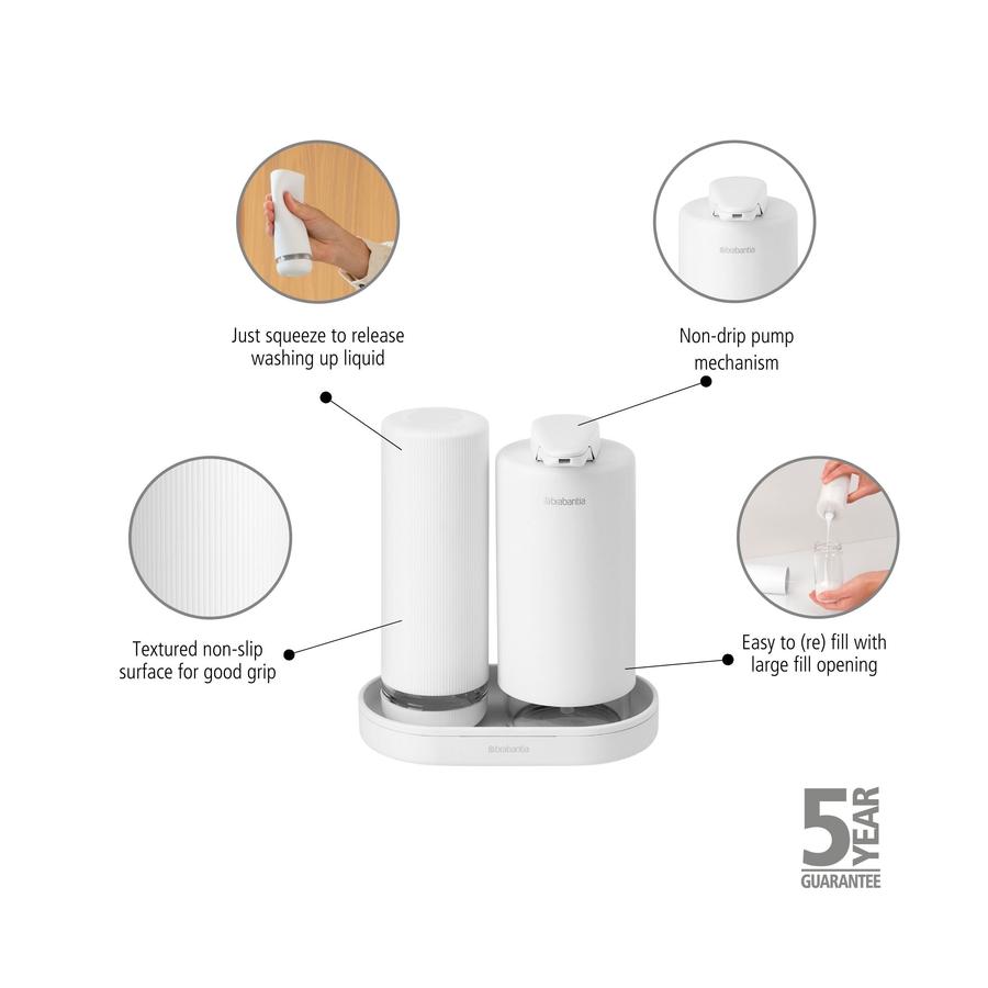Brabantia SinkStyle Soap Dispenser Set 200ml Mineral Fresh White Mineral Fresh White
