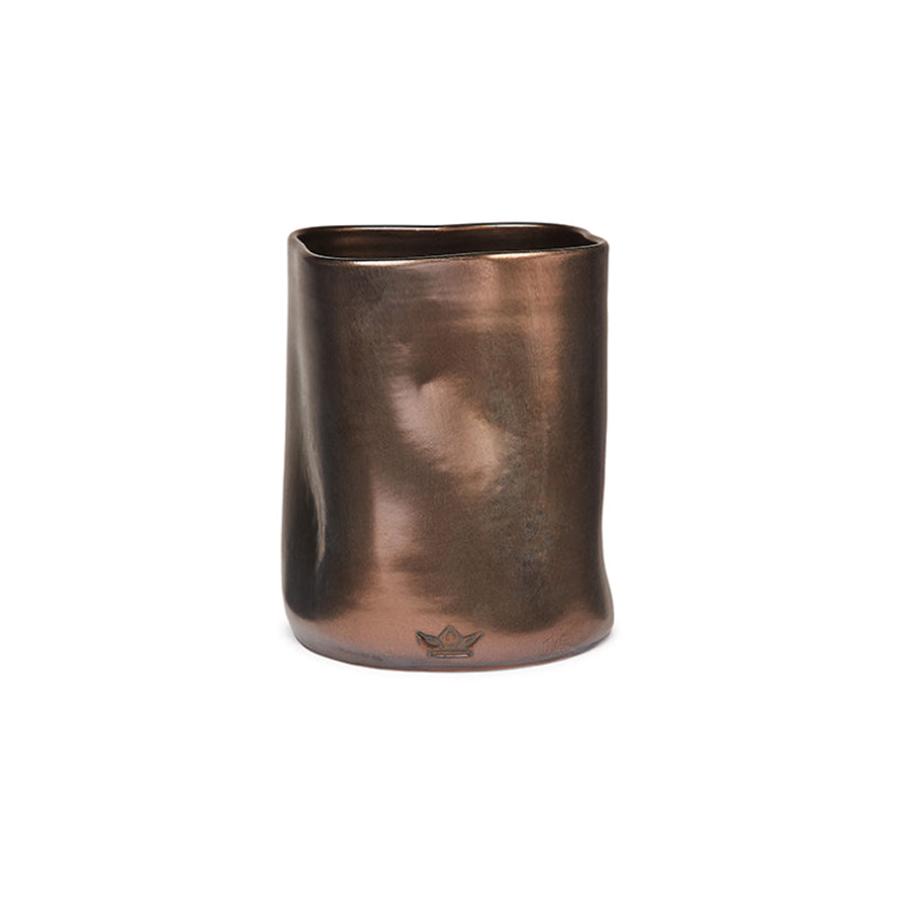 Dutch Deluxes Dented Ceramic Utensil Holder Platinum Matte Platinum Matte