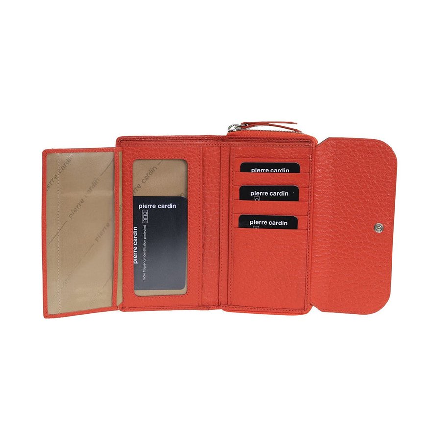 Pierre Cardin Jazz Ladies Tri-Fold Tab Wallet Orange/Taupe Orange/Taupe