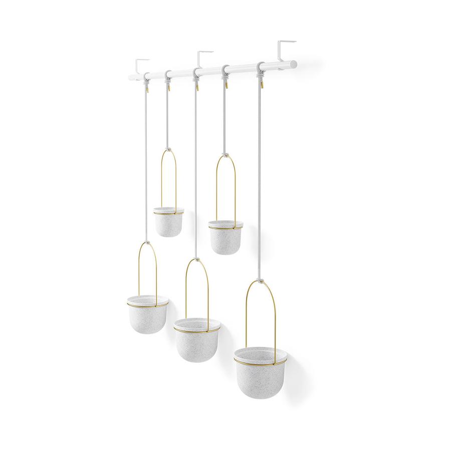 Umbra Triflora Hanging Planter (Set of 5) White/Brass White/Brass