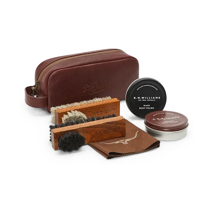 RM Williams Leather Travel Care Kit Vintage Brown Vintage Brown
