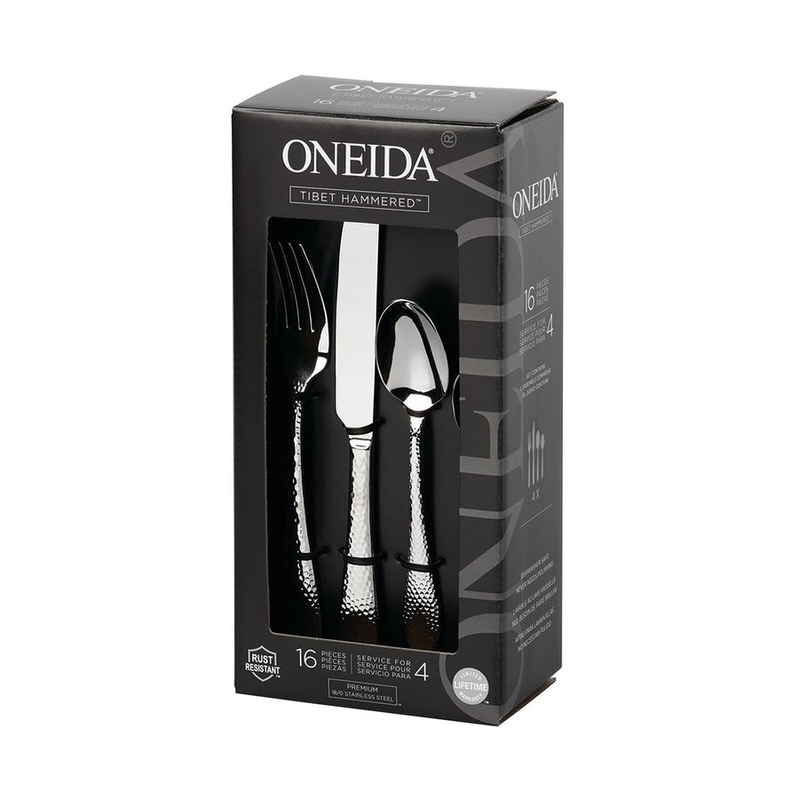 Oneida Tibet Hammered 16 Piece Cutlery Set Stainless Steel Stainless Steel