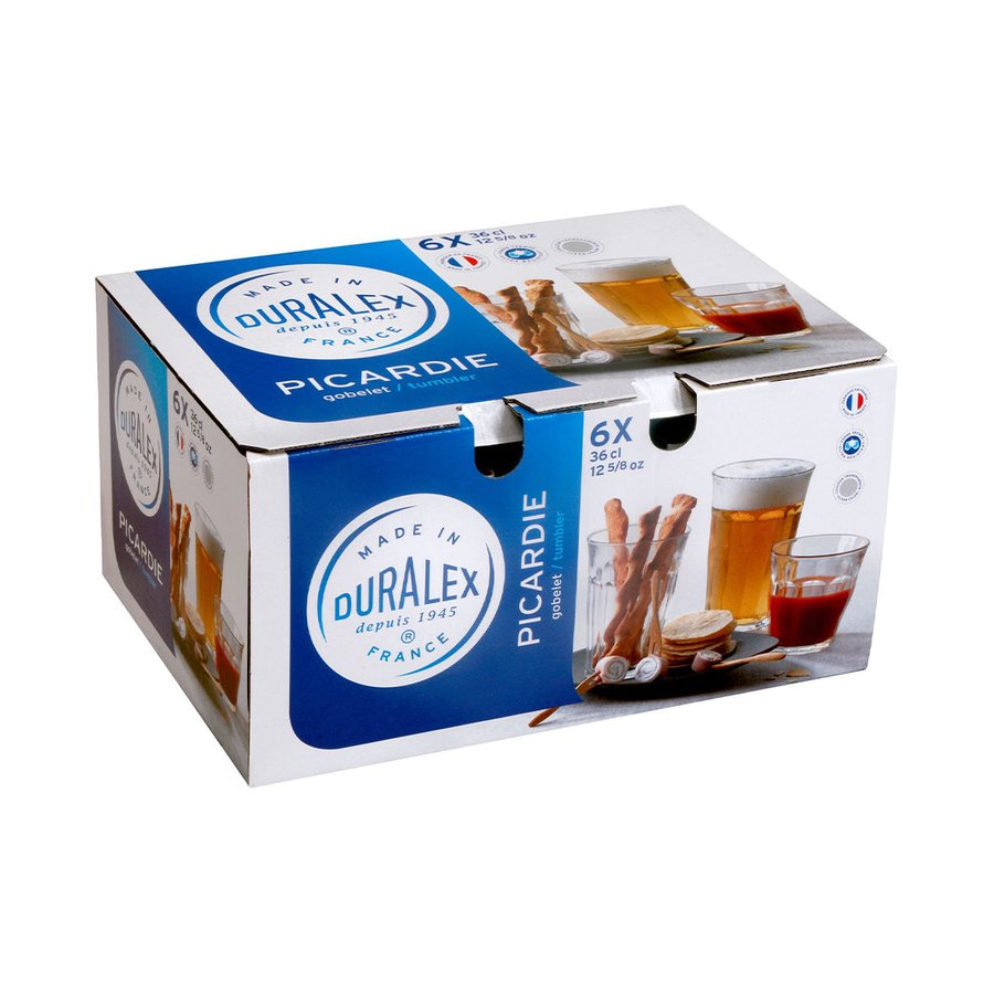 Duralex Picardie 360ml Highball Tumbler Set of 6 Clear Clear