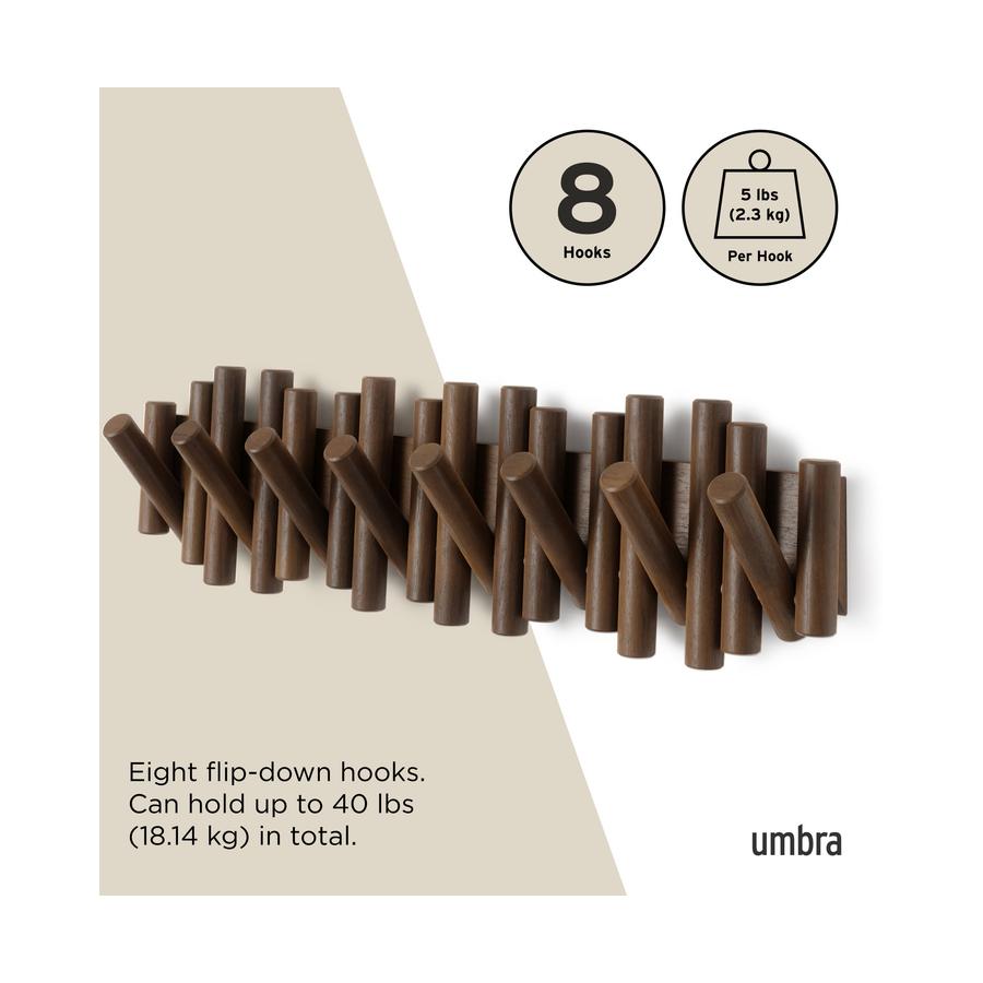 Umbra Picket 8 Wall Hook Aged Walnut Aged Walnut