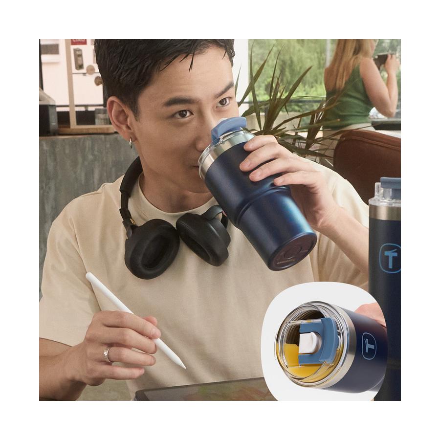 Tupperware Big T Thermal Straw Tumbler 630ml Nocturnal Sea Nocturnal Sea