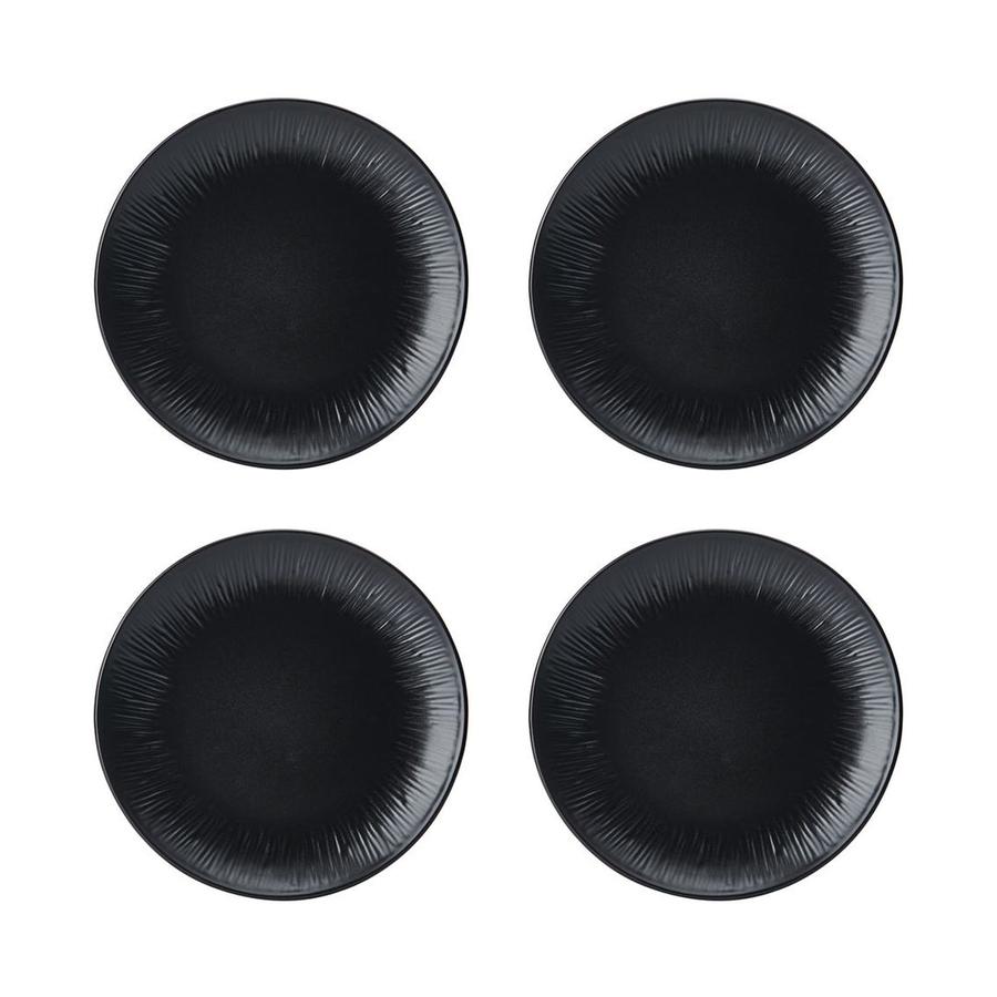 Mikasa Jardin Midnight 12-Piece Stoneware Dinner Set Black Black