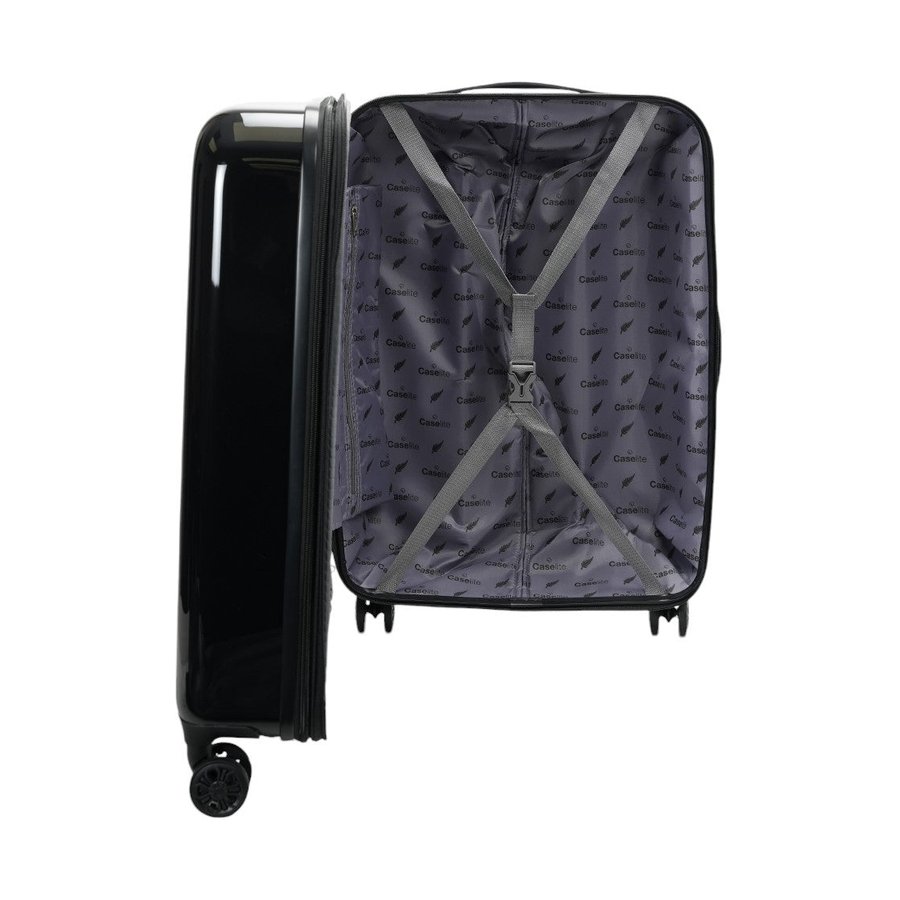 Caselite NZ Fern 67cm Hardside Checked Suitcase Black Black