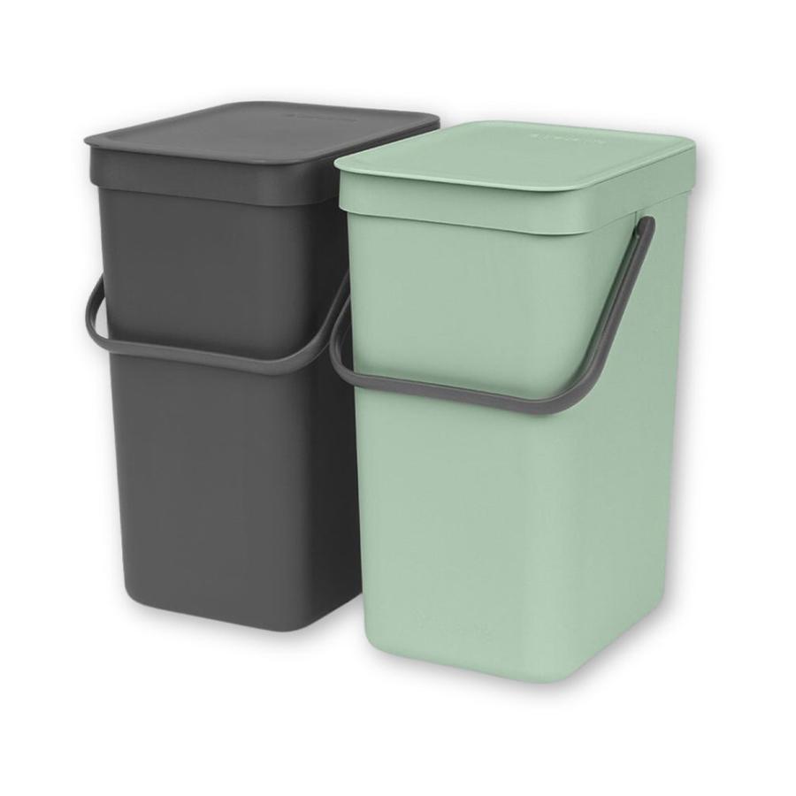 Brabantia Sort & Go Built-In Bin (2 x 12L) Jade Green/Grey Jade Green/Grey