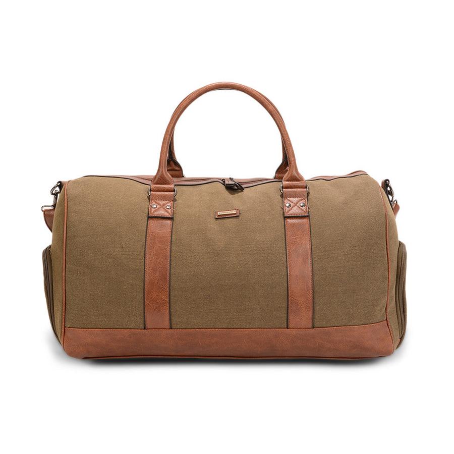 Pierre Cardin Cross Canvas Overnight Bag Brown Brown