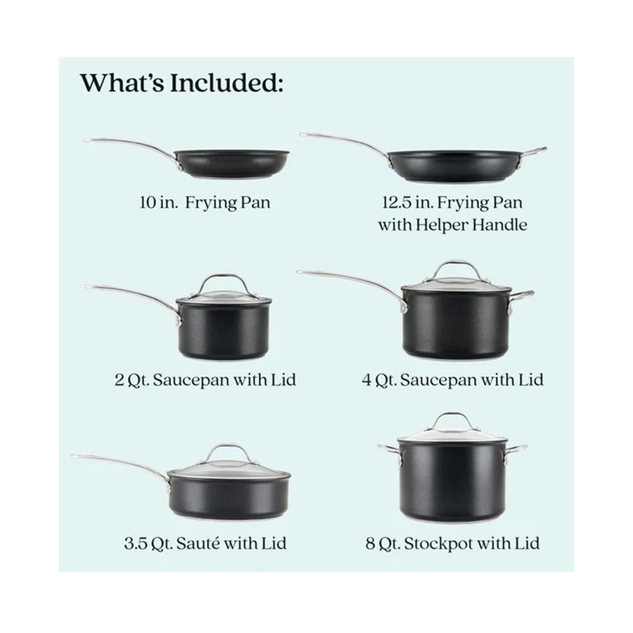 Anolon SearTech 10 Piece Cookware Set Black Black