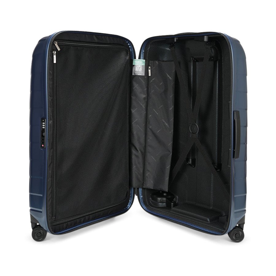 Samsonite Attrix 75cm Hardside Checked Suitcase Steel Blue Steel Blue