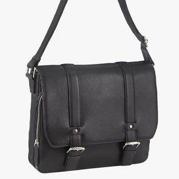 Pierre Cardin Freddie 13" Leather Laptop Satchel Black