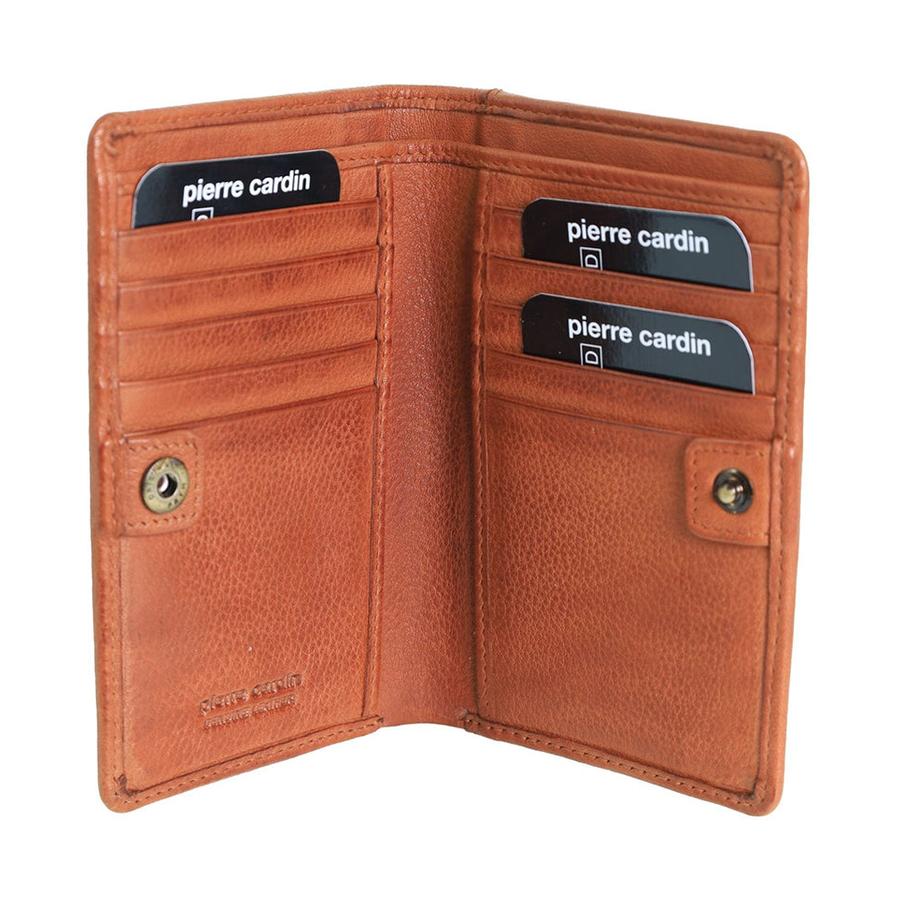Pierre Cardin Shayla Ladies Leather Snap Button Bi-Fold Wallet Cognac Cognac