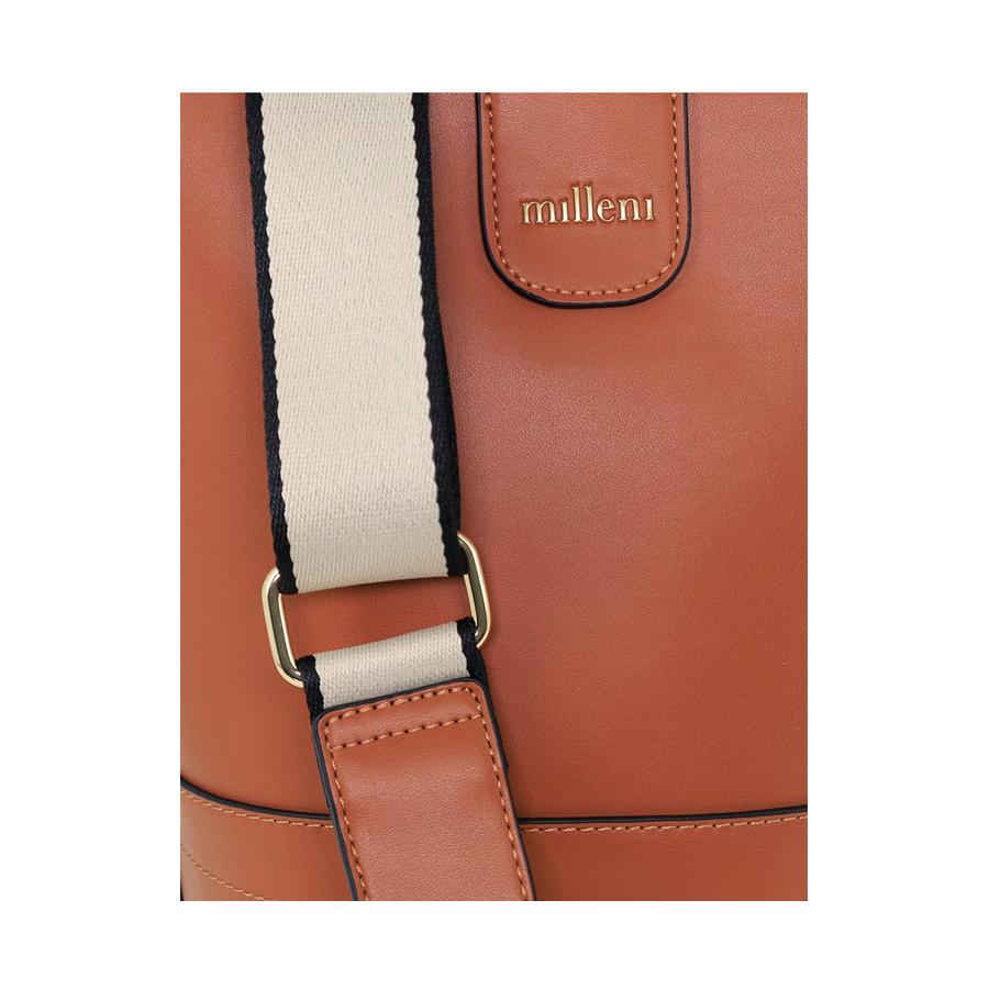 Milleni Eden Ladies Vegan Leather Bucket Crossbody Bag Tan Tan