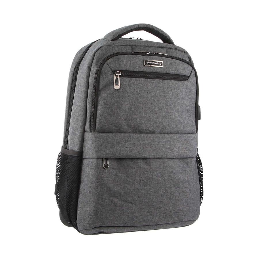 Pierre Cardin Carson 15" Laptop Backpack with USB Port Charcoal Charcoal