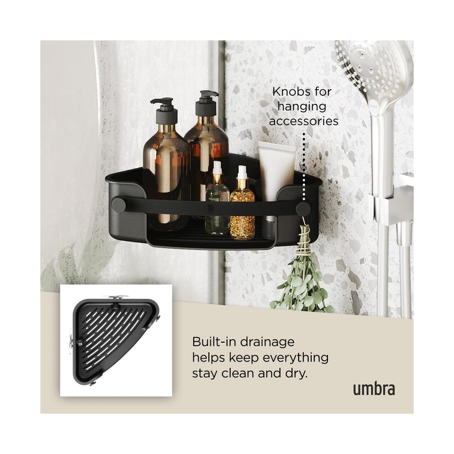 Umbra Flex Adhesive Corner Bin Black Black