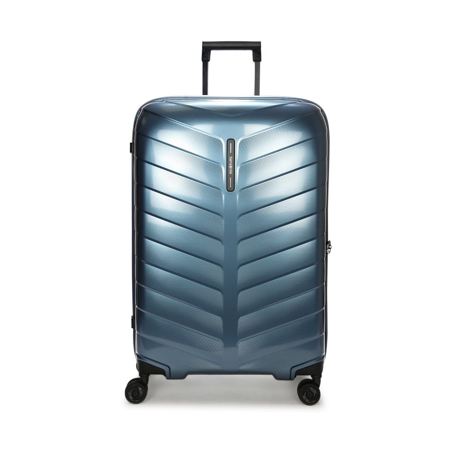 Samsonite Attrix 75cm Hardside Checked Suitcase Steel Blue Steel Blue