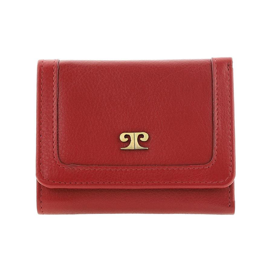 Pierre Cardin Shakira Ladies Leather Snap Button Tri-Fold Wallet Red Red