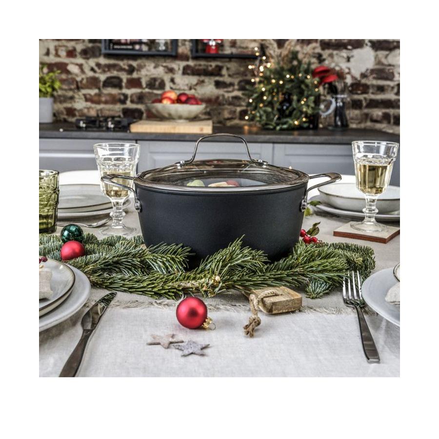 Ballarini Alba 24cm (4.4L) Casserole Pot w/ Lid Black Black