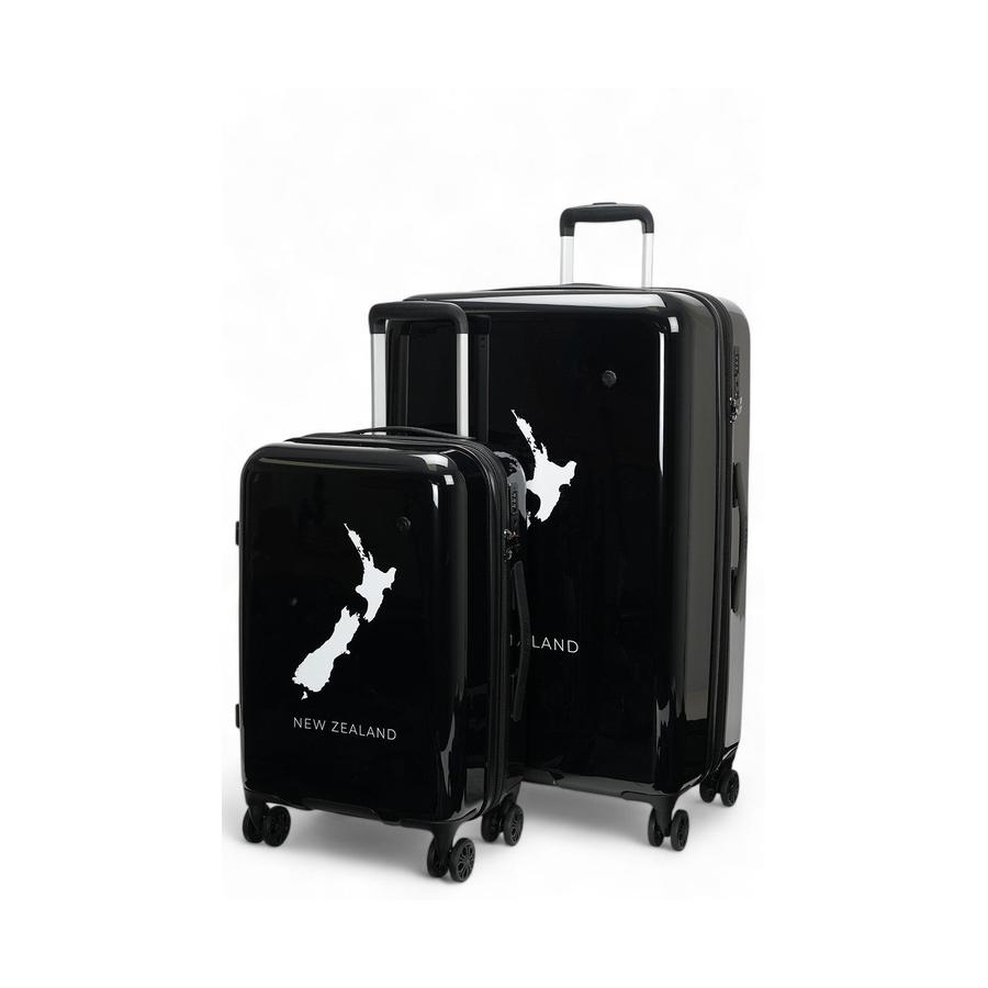 Caselite NZ Map 56cm & 77cm Hardside Luggage Set Black Black