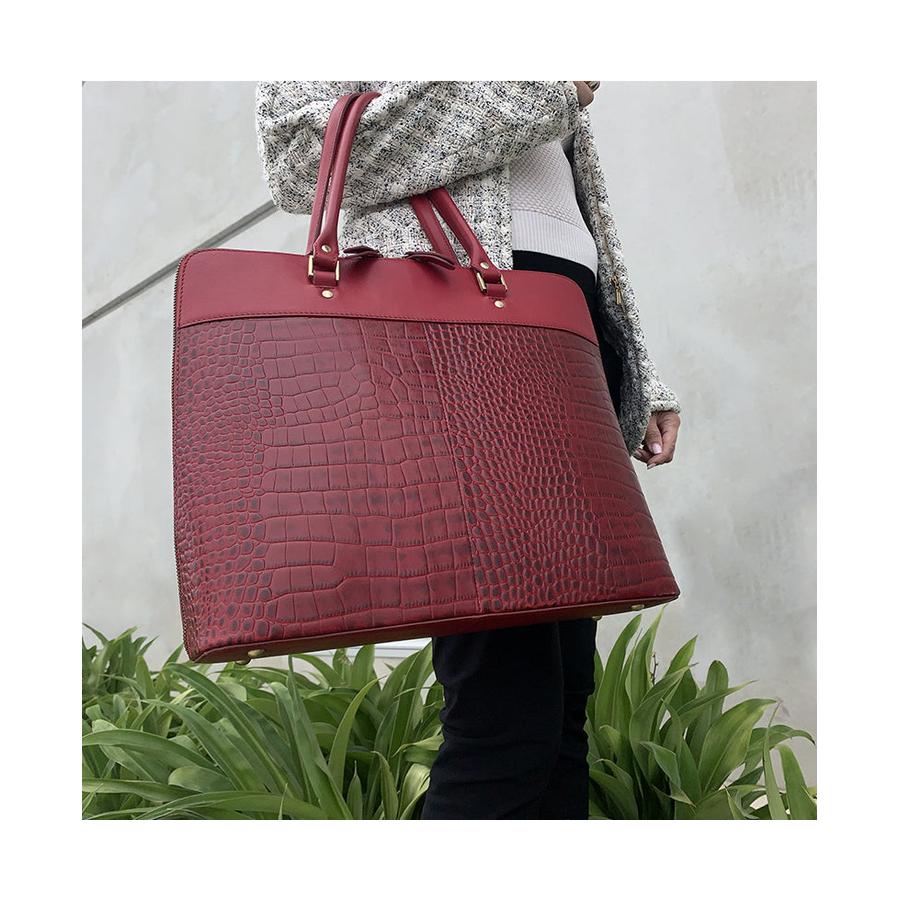 Pierre Cardin Darla Italian Leather 13" Laptop Bag Red Red